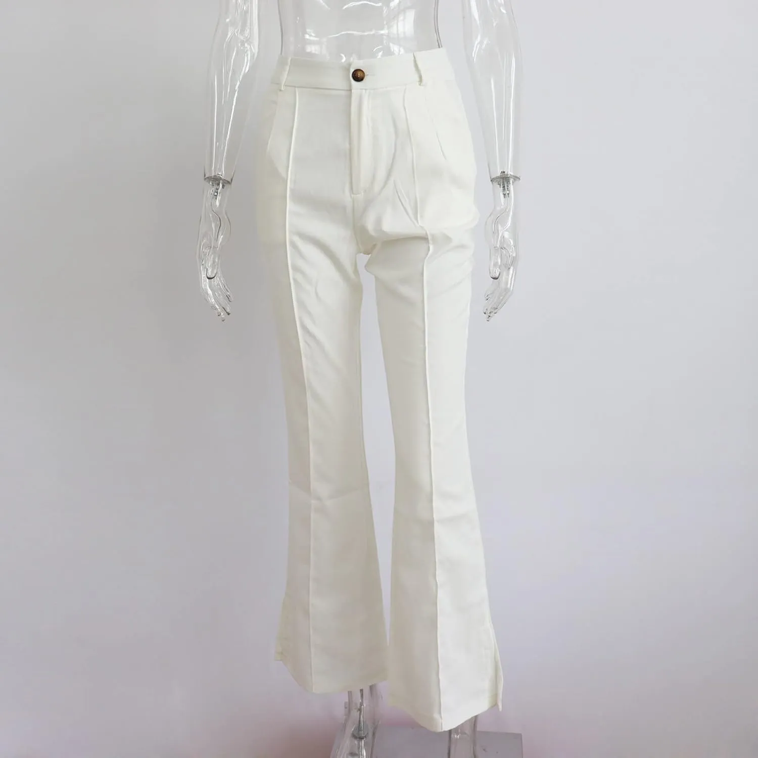 Office Flare Pants for Women Classic Formal Solid Ribbed Wide Leg High Waist Trousers Fashion Curvy Work Dressy Bootcut Pants