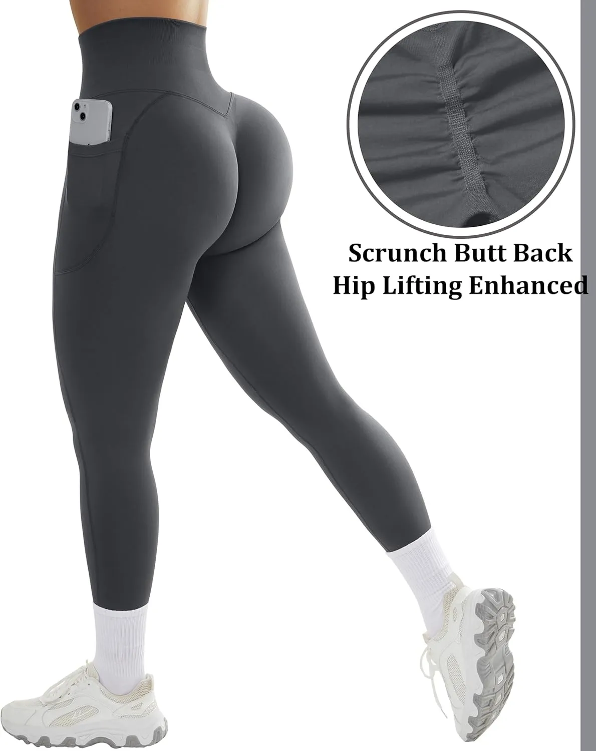 OMKAGI Women Scrunch Butt Lifting Leggings with Pockets Compression High Waisted Gym Workout Leggings