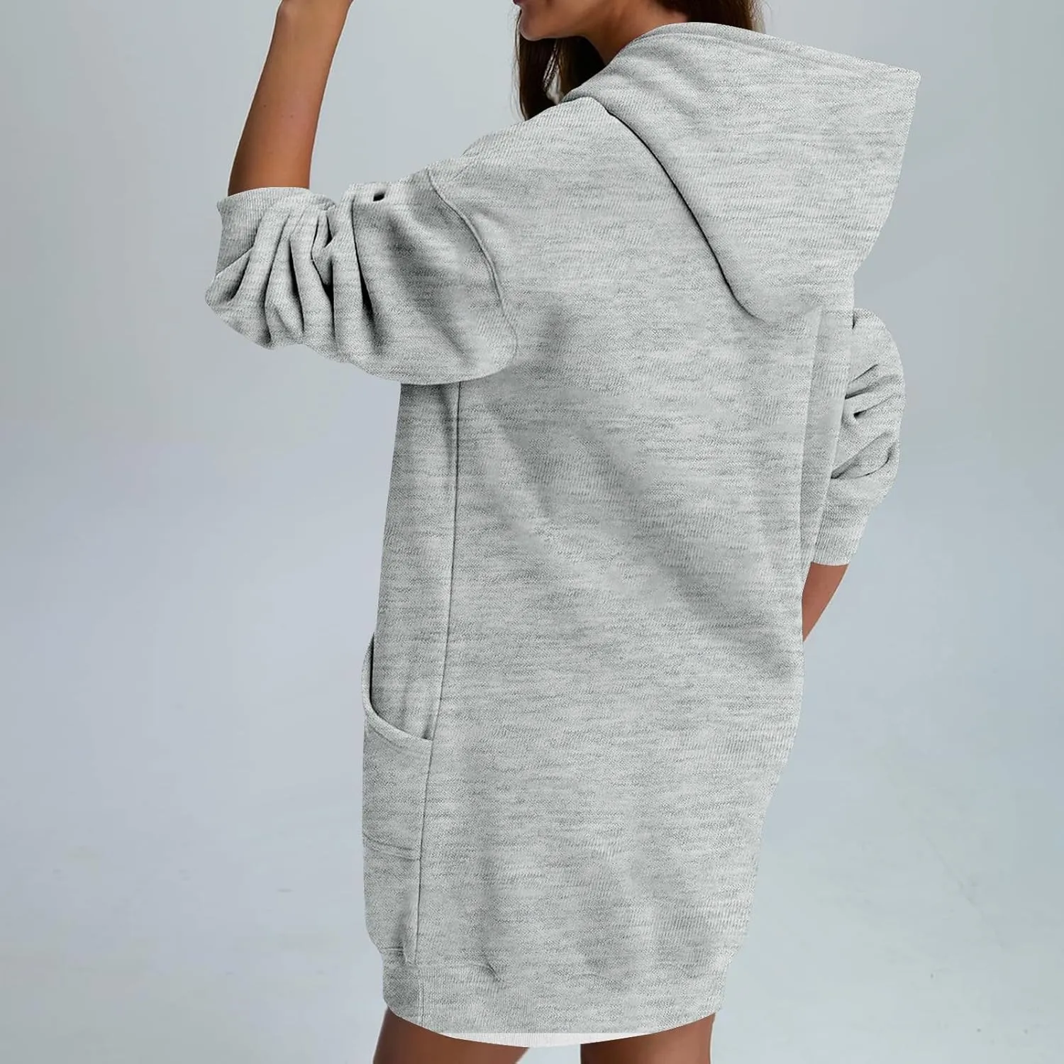 Oversized Hoodie Dress for Women Fleece Hooded Sweatshirt Dress with Pockets Cute Y2k Preppy Tunic Shift Mini Dresses