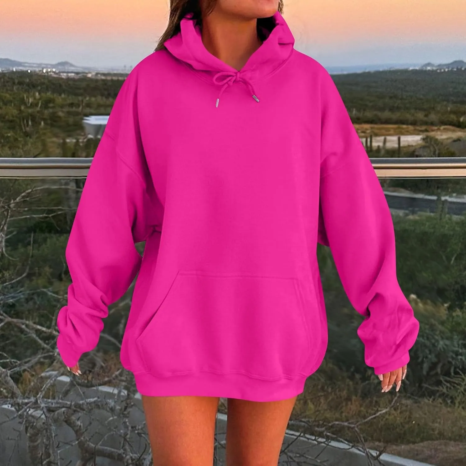 Oversized Hoodies for Women Plus Size Drop Shoulder Fleece Pullover Sweatshirts with Pocket Winter Long Sleeve Shirts