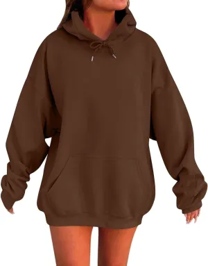 Oversized Hoodies for Women Winter Cute Drawstring Sweatshirts Pullover 2024 Fashion Solid Tops Trendy Casual Outfits