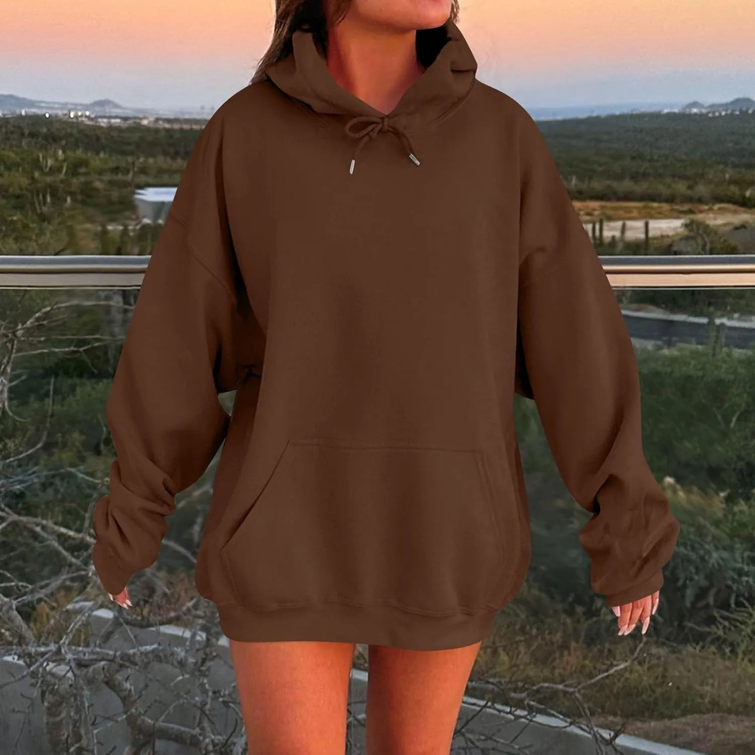 Oversized Hoodies for Women Winter Cute Drawstring Sweatshirts Pullover 2024 Fashion Solid Tops Trendy Casual Outfits