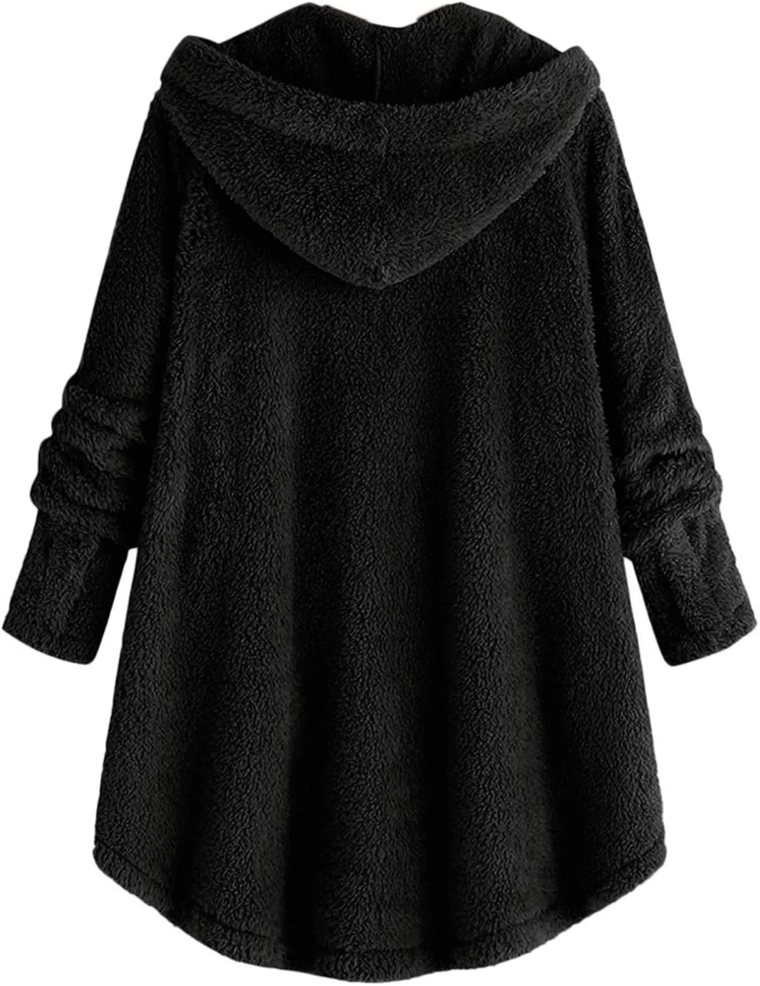 Oversized Sherpa Sweatshirt Fuzzy Fleece Soft Warm Pullover Sweater Button Hoodie Pocket Plush Coat