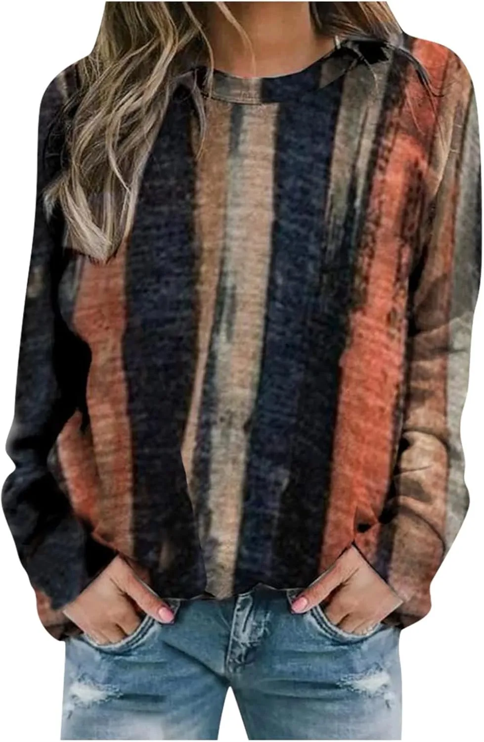 Oversized Sweatshirt for Women Crew Neck Floral Print Casual Loose Fit Pullover Tops Long Sleeve Fleece Sweater Blouse
