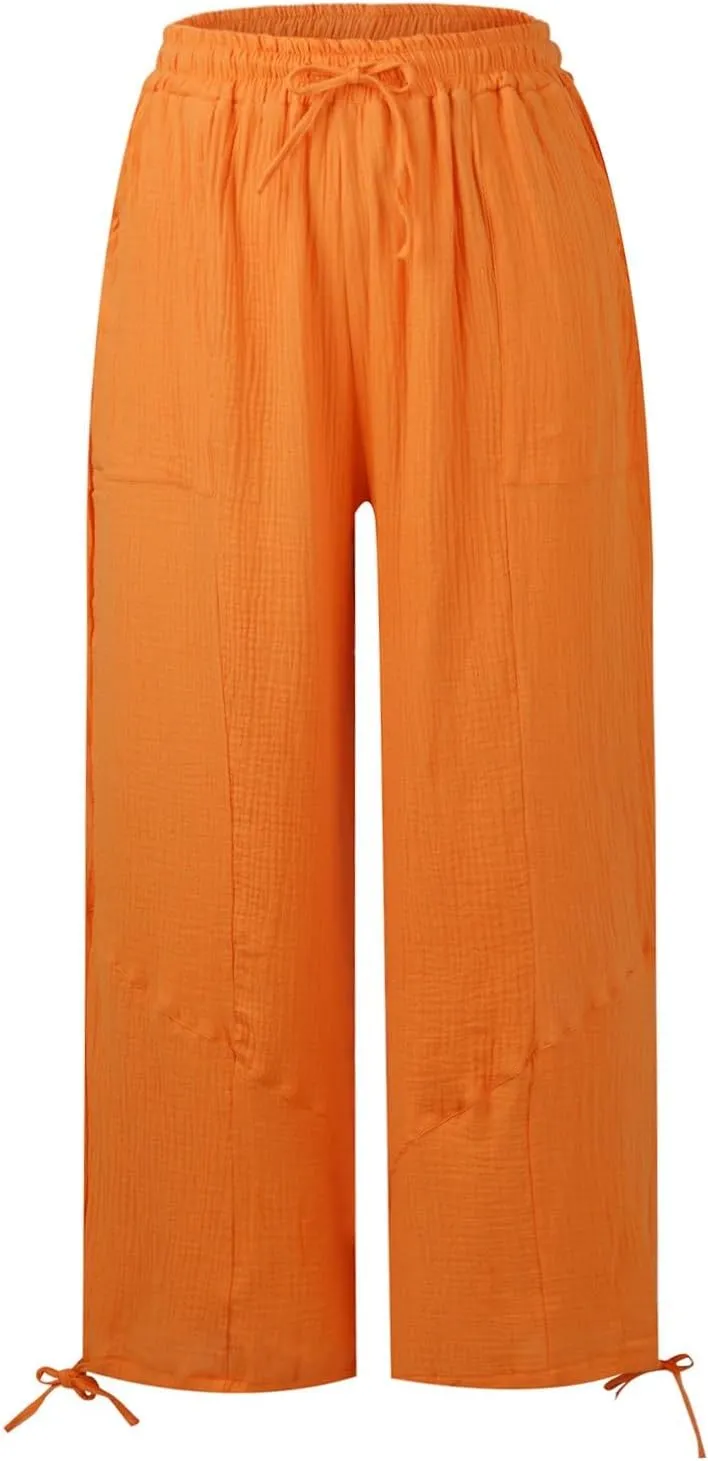 Oversized Wide Leg Lounge Pants Women Baggy Low Rise Cotton Pants Vintage Streetwear Summer Casual Loose Flowy Pants