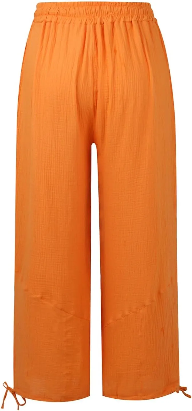 Oversized Wide Leg Lounge Pants Women Baggy Low Rise Cotton Pants Vintage Streetwear Summer Casual Loose Flowy Pants