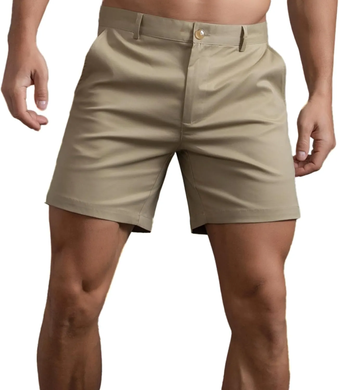 Oymyakon Men's Chino Shorts 6 Inch Slim Fit Shorts Cotton Stretch Casual Shorts Summer Flat Front Shorts