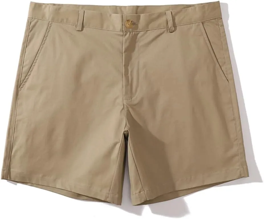 Oymyakon Men's Chino Shorts 6 Inch Slim Fit Shorts Cotton Stretch Casual Shorts Summer Flat Front Shorts