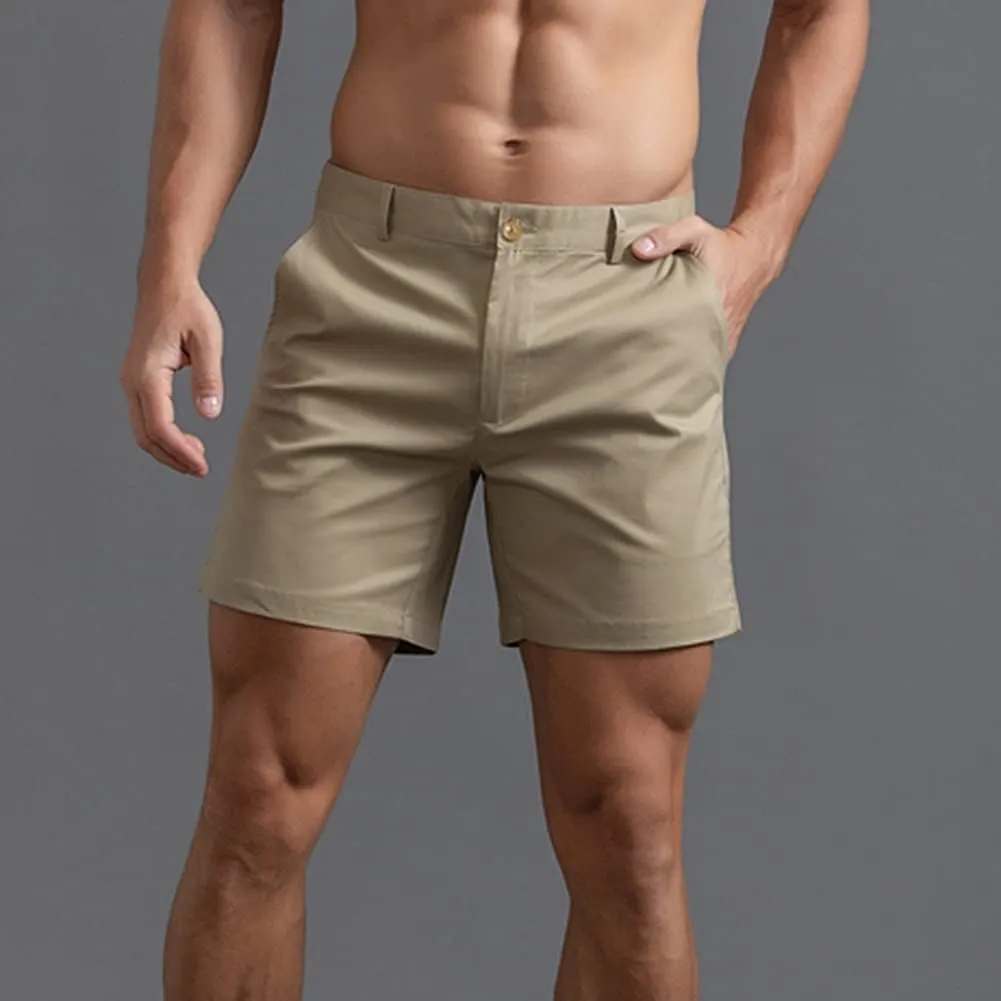 Oymyakon Men's Chino Shorts 6 Inch Slim Fit Shorts Cotton Stretch Casual Shorts Summer Flat Front Shorts