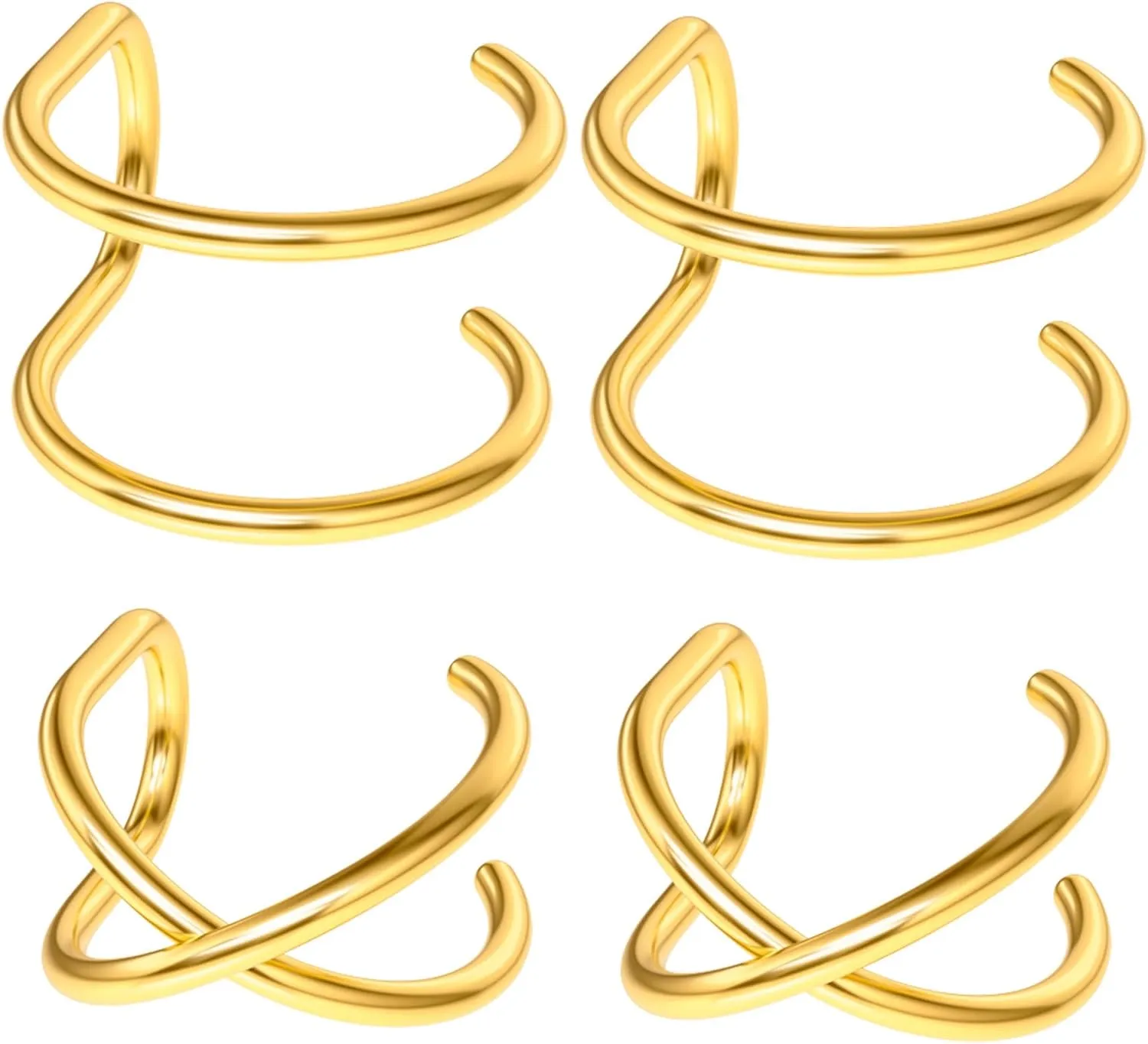PAGOW Fake Helix Ear Cuff Cartilage Earring No Piercing 925 Sterling Silver,14K Gold Simple Criss Cross Double Lines Adjustable Minimalist CZ Women Men Clip adornment valentine's day Gifts