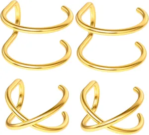 PAGOW Fake Helix Ear Cuff Cartilage Earring No Piercing 925 Sterling Silver,14K Gold Simple Criss Cross Double Lines Adjustable Minimalist CZ Women Men Clip adornment valentine's day Gifts