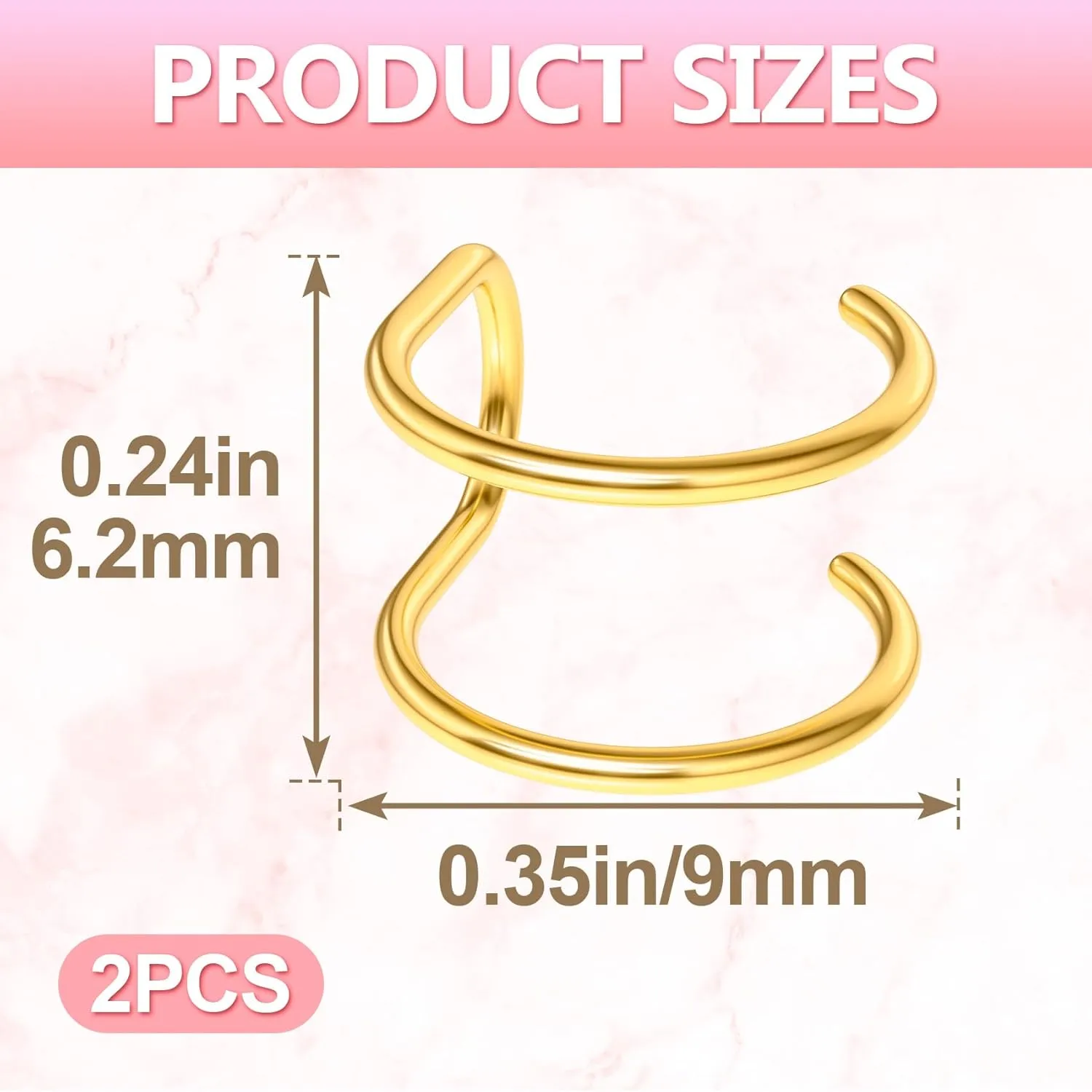 PAGOW Fake Helix Ear Cuff Cartilage Earring, No Piercing Sterling Silver 14K Gold Plated Simple Criss Cross Double Lines