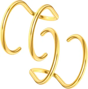 PAGOW Fake Helix Ear Cuff Cartilage Earring, No Piercing Sterling Silver 14K Gold Plated Simple Criss Cross Double Lines