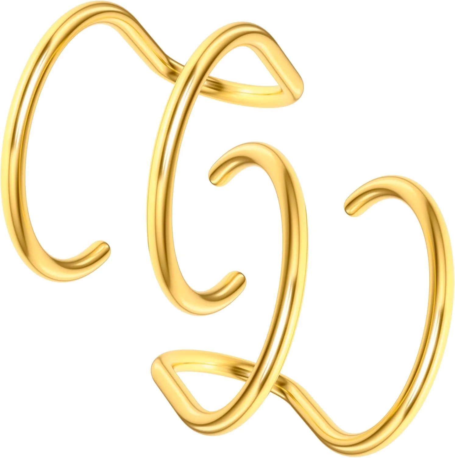 PAGOW Fake Helix Ear Cuff Cartilage Earring, No Piercing Sterling Silver 14K Gold Plated Simple Criss Cross Double Lines