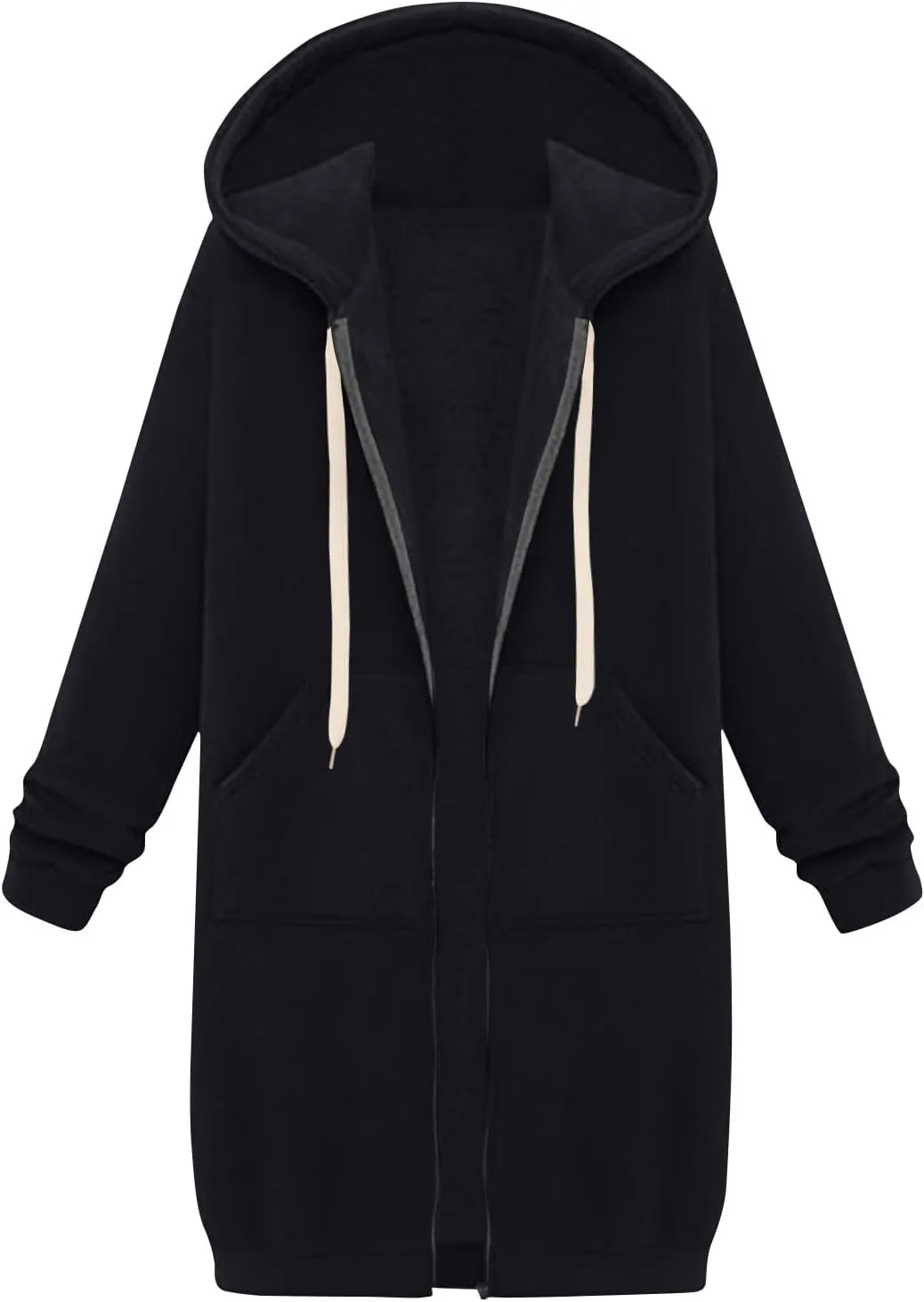 Palaver Long Hoodies for Women oversized Zipper Hooded Jacket Winter Lightweight Fall Casual Sweatshirts with Pockets