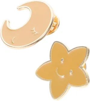 PartyKindom Japanese Design Moon Star Brooch Enamel Lapel Pins Zinc Alloy Metal Badges for Outfits