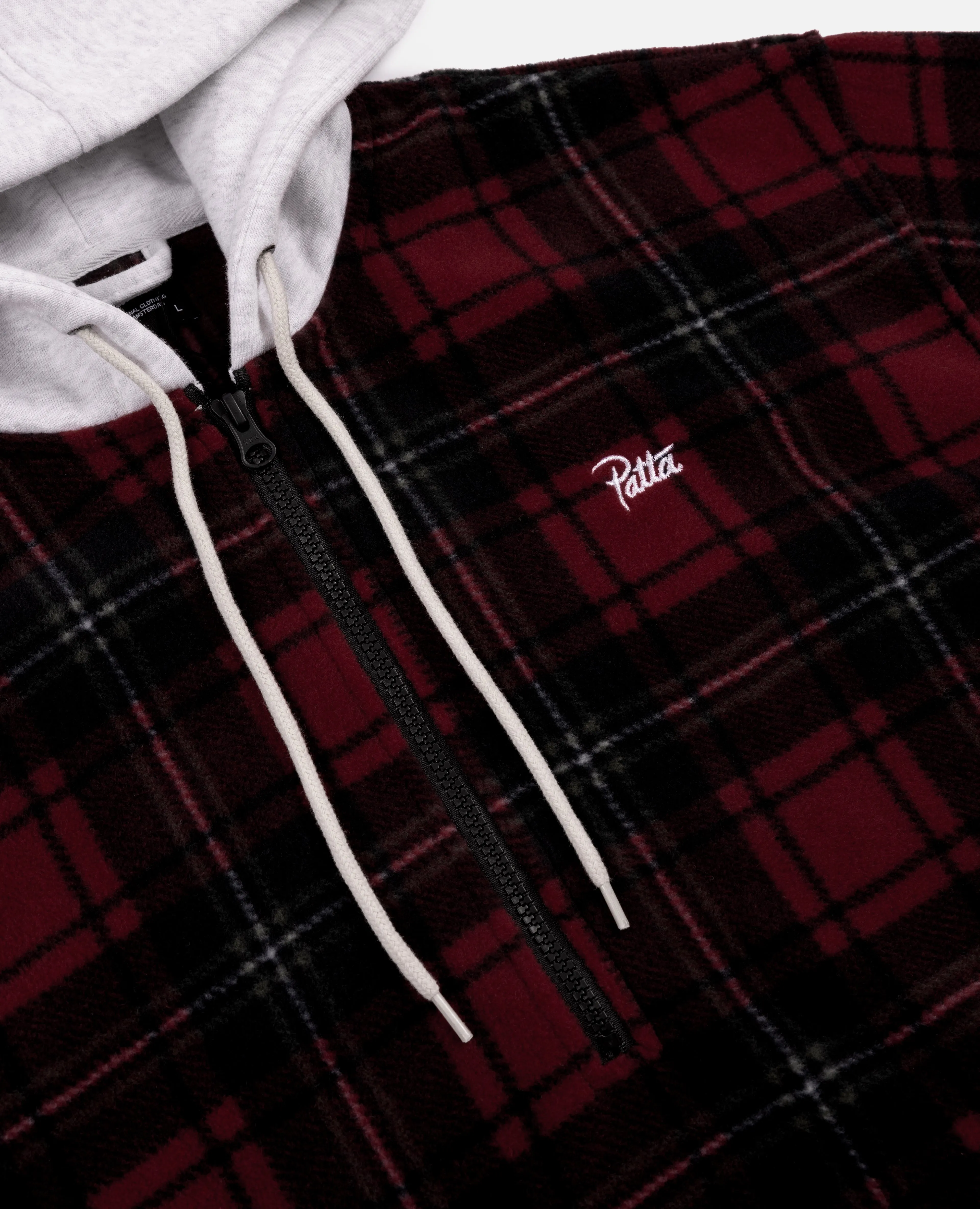 Patta Tartan Fleece Hooded Sweater (Multi/Biking Red)