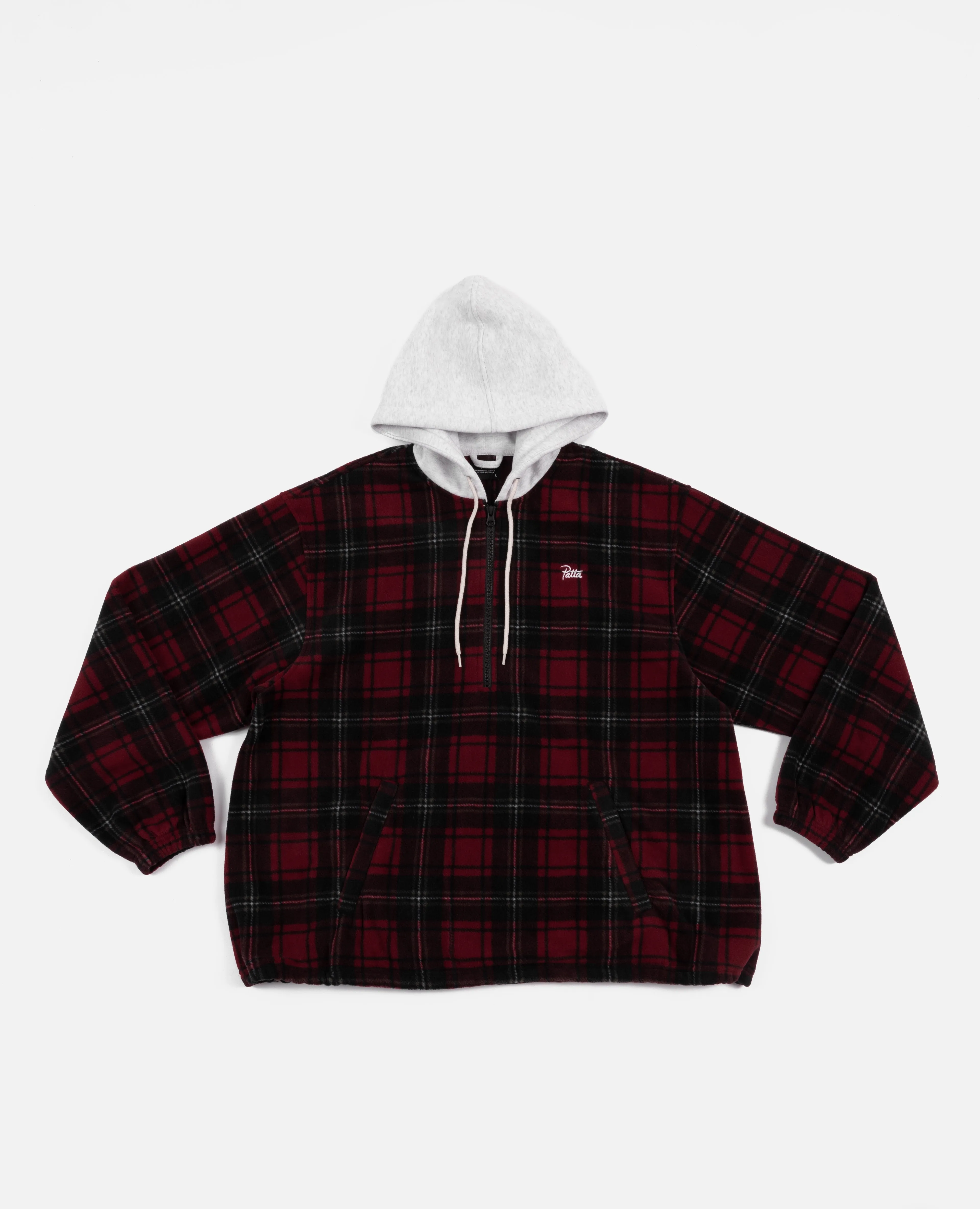 Patta Tartan Fleece Hooded Sweater (Multi/Biking Red)