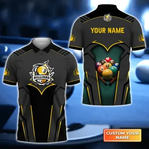 Personalized Name Billiard Pool 9 Ball Badge 3D Shirt For Billiard Players, Perfect Shirt for Billiard Team