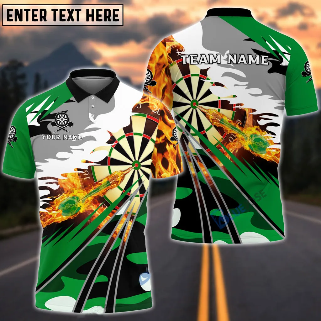 Personalized Name Team Dart Board Fire Splash Polo Shirt, Idea Gift for Dart Players
