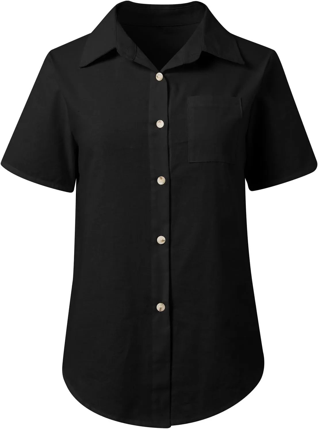 Petite Tops for Women Casual V Neck Button Down Hawaiian Shirts Solid Color Blouse Tees Front Pocket T-Shirts