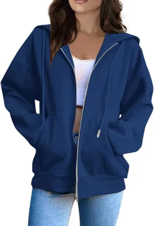 PETYCZEN Hoodies for Women Full Zip Up Hooded Sweatshirts Casual Long Sleeve Lightweight Y2K Jackets Fall Clothes 2024