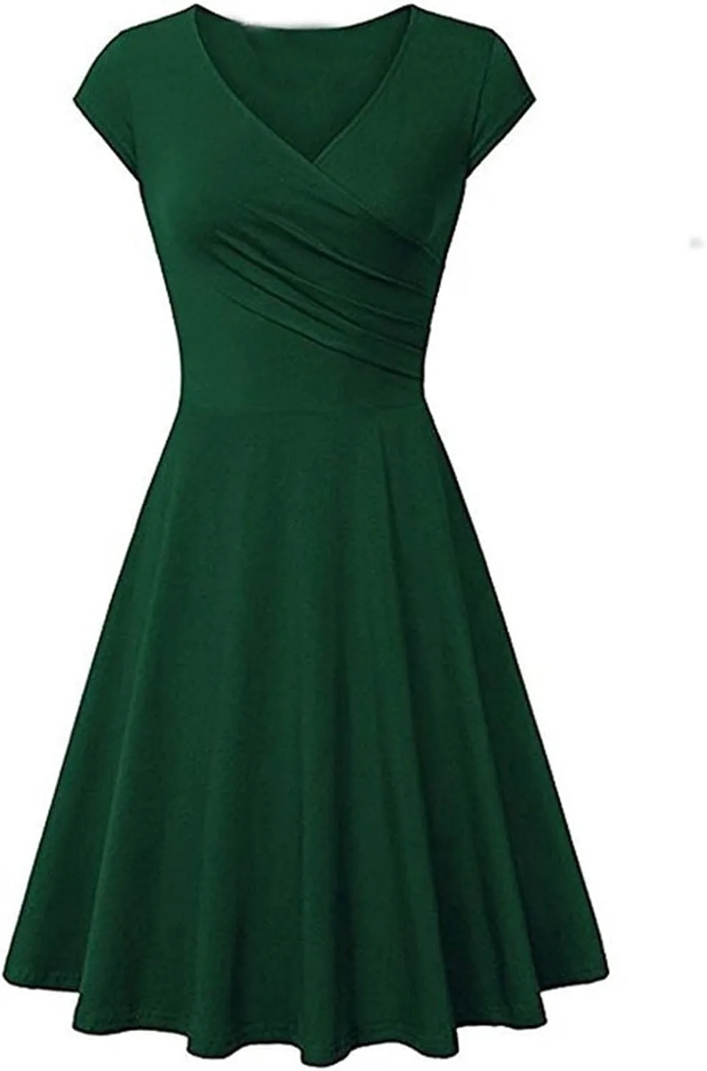 PETYCZEN Party Dresses for Women 2023 Casual Wrap V Neck Short Sleeve Mini Swing Dress Knee Length Ruffle Cocktail Sun Dress