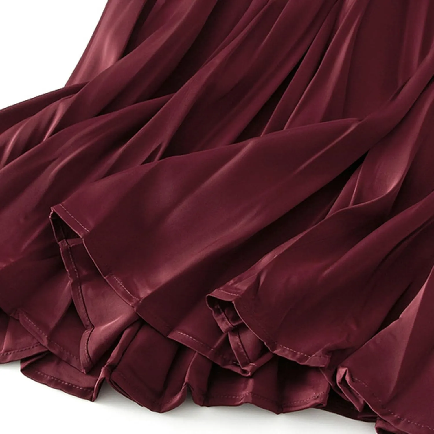 Pleated Midi Skirts for Women 2025 Summer Solid Color Flowy Swing A-Line Elastic Waisted Long Skirt
