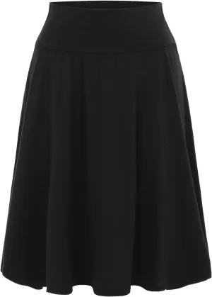 Plus Size Skirt for Summer Ladies High Elastic Waist Loose Pleated Solid Color Midi Skirts for Women Trendy Clothes