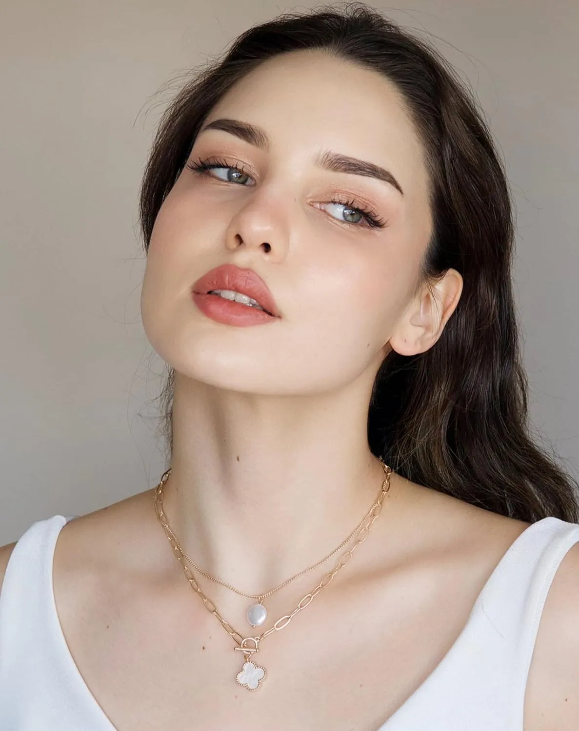 POMINA Chunky Coin Fashion Gold Necklace Trendy Statement Toggle Necklaces Women Antique Gold Coin Pendant Thick Link Chain Layered Gold Necklaces for Women