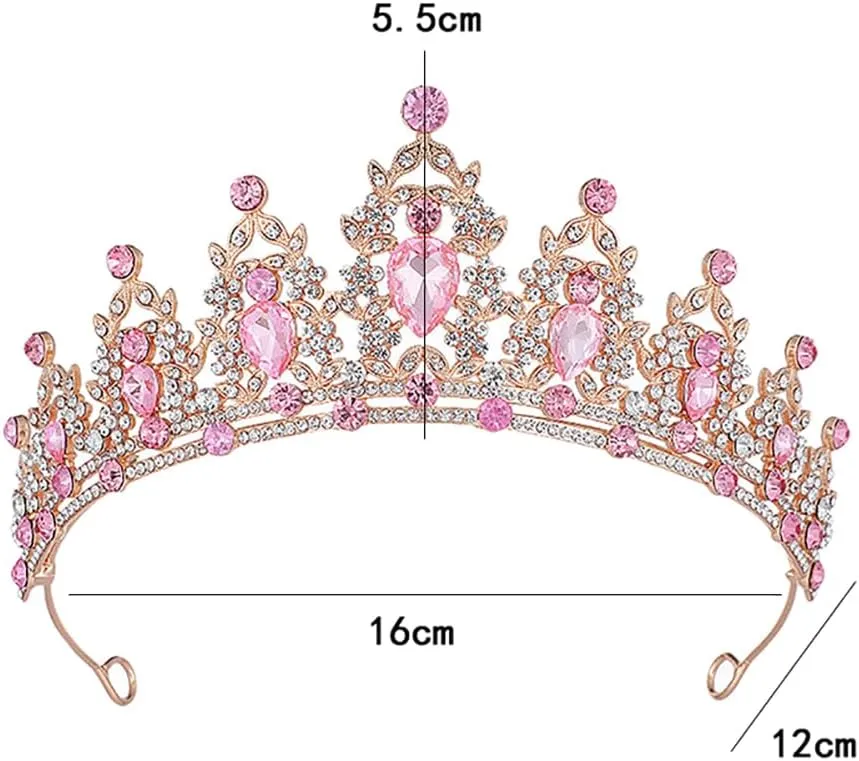 Princess Rhinestone Tiaras Sparkle Wedding Crystal Crowns Pageant Party Headband Tiaras Glitter Queen Tiara Headpiece Shiny Prom Crown Headdresses Halloween Costume Crowns for Women Girls