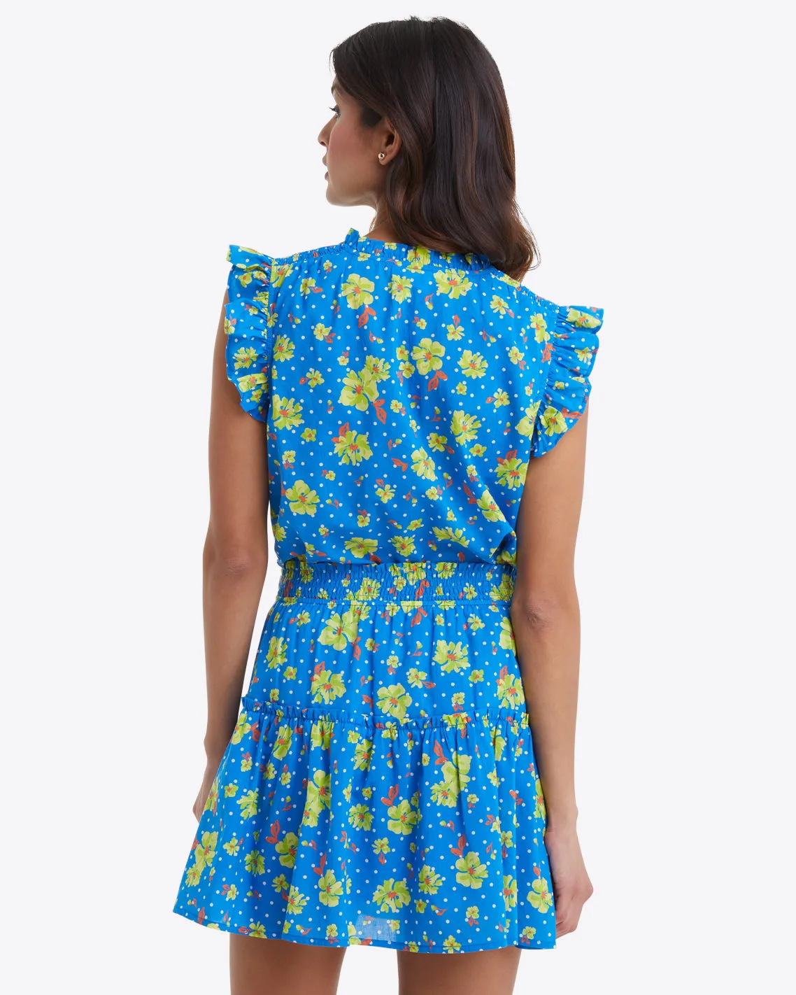 Pull On Mini Skirt in Polka Dot Floral
