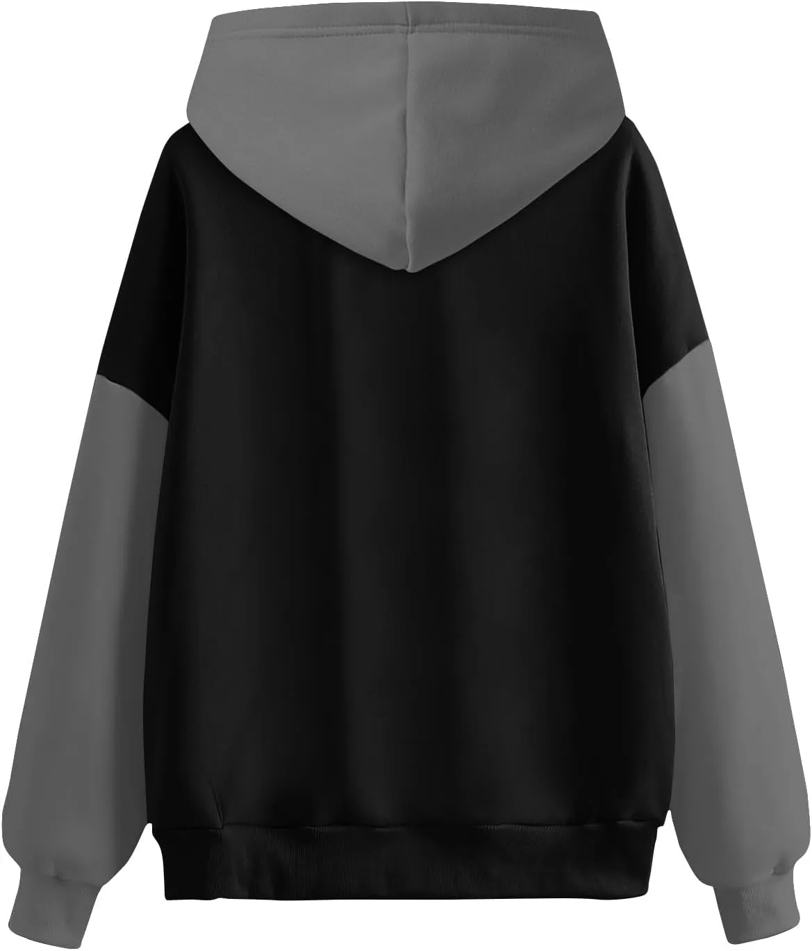 Pullover Casual Color Block Sweatshirts For Men Midweight Loose Drawstring Hooded Sweatshirt With Pocket