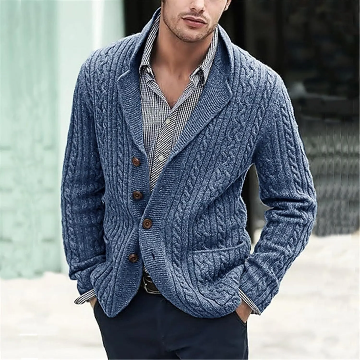 Quilted Jacket Men British Slim Tops Blouse Striped Shirt Two- Sweater Soft Fashion Top Shirt Mens Work Sweater polo