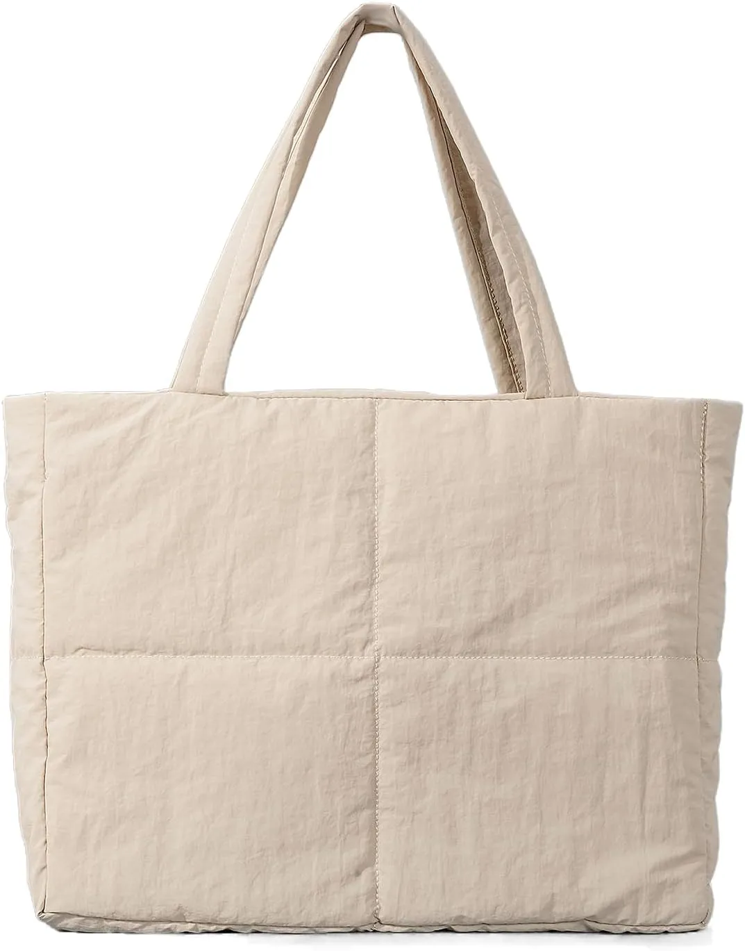 Quilted Puffer Tote Bag for Women - Large, Lightweight, Work & Clear Zipper Shoulder Bag