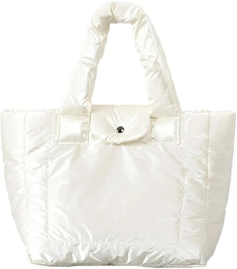 Quilted Shoulder Bag for Women Trendy Puffer Tote Bag Nylon Hobo Bag Slouchy Top Handle Handbag Purse