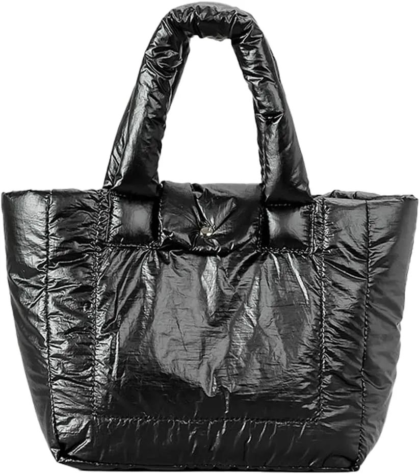 Quilted Shoulder Bag for Women Trendy Puffer Tote Bag Nylon Hobo Bag Slouchy Top Handle Handbag Purse