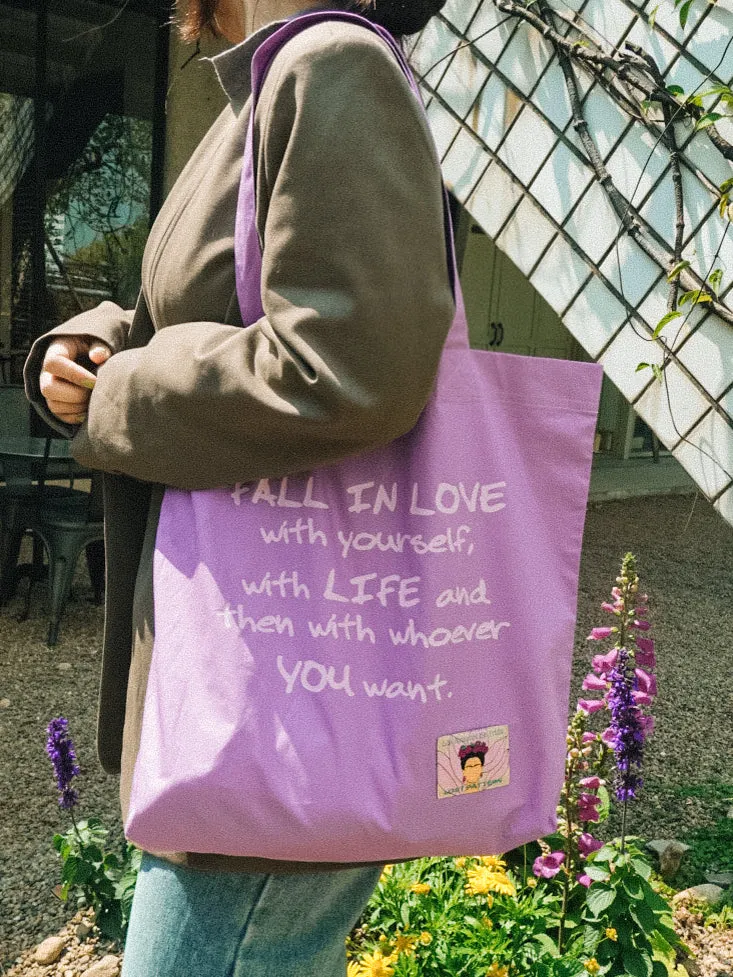 "The Voice of Frida" Cotton Tote Bag - Grape Purple