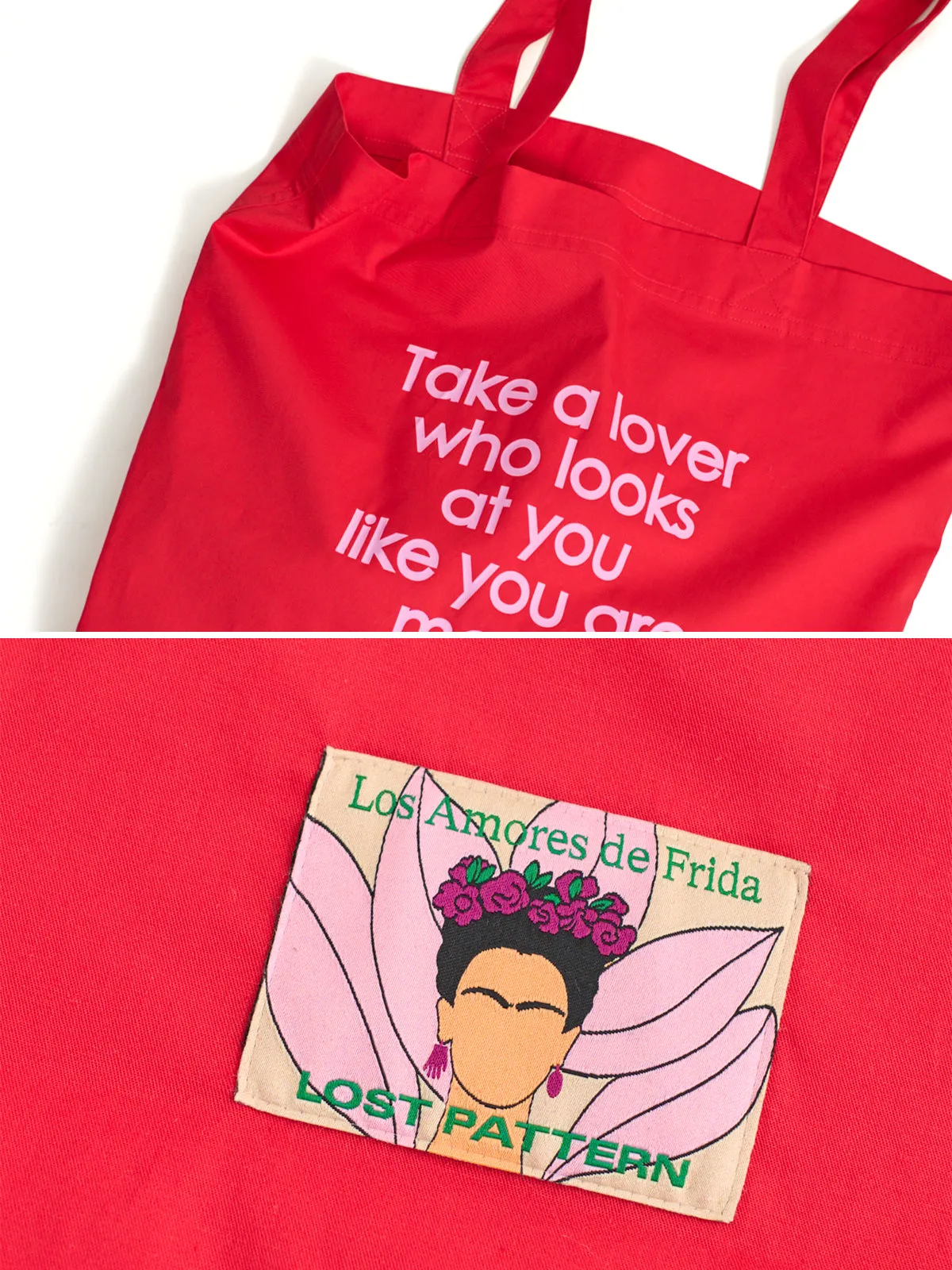 "The Voice of Frida" Cotton Tote Bag - Rojo Picante