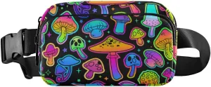 Rainbow Mushrooms Fanny Pack for Women Men Crossbody Belt Bag Fashion Waist Packs Purse with Adjustable Strap Waist Pouch for Outdoors Shopping Traveling