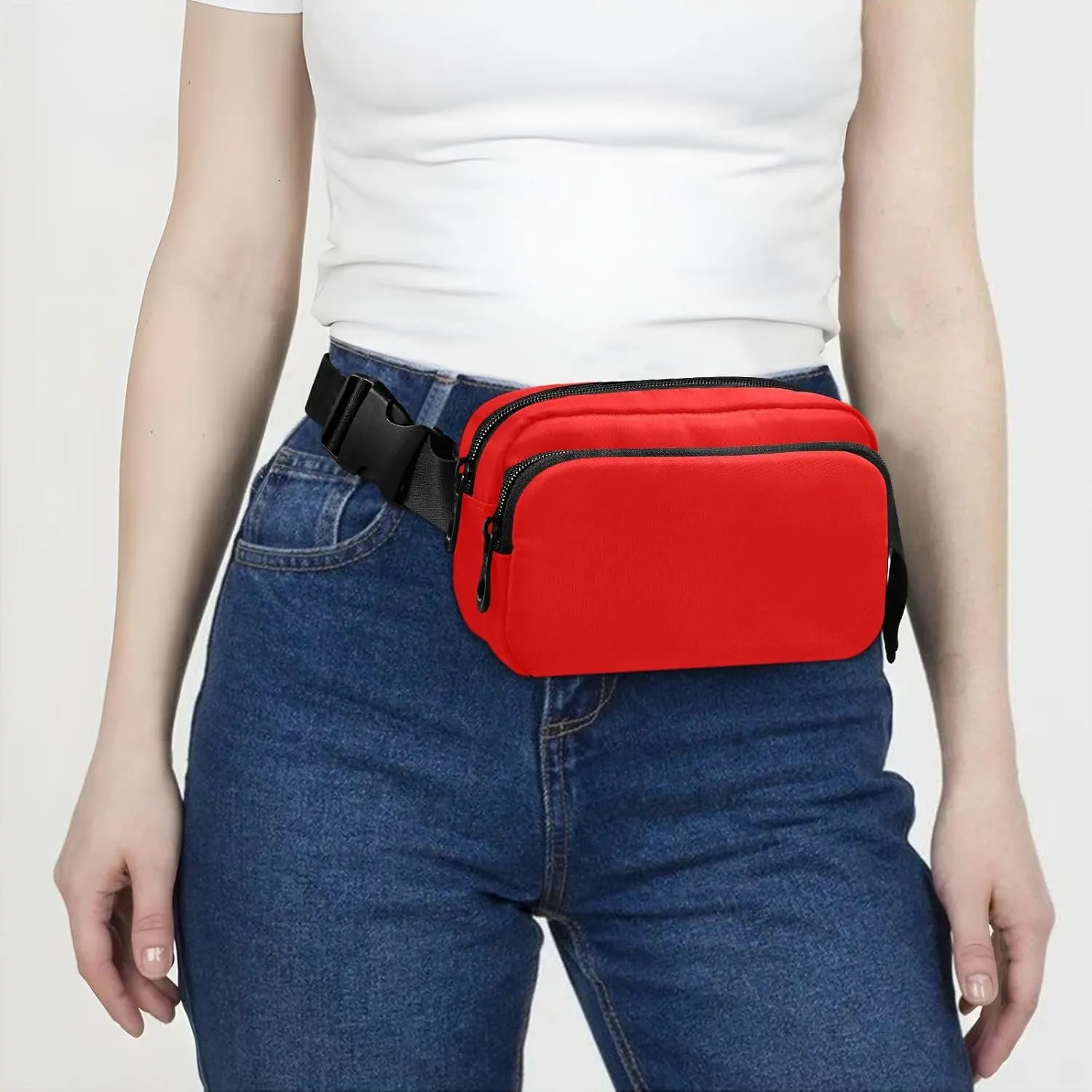 Red Waist Packs for Women Men Belt Bag Fanny Pack Small Waist Pouch Pouch Runing Belt for Outdoor Running Hiking Cycling