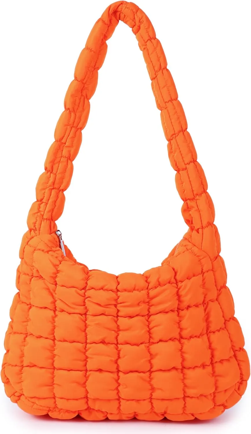 Rejolly Puffer Quilted Shoulder Bag for Women Puffy Bubble Tote Bag Lightweight Nylon Handbag Padded Soft Purse