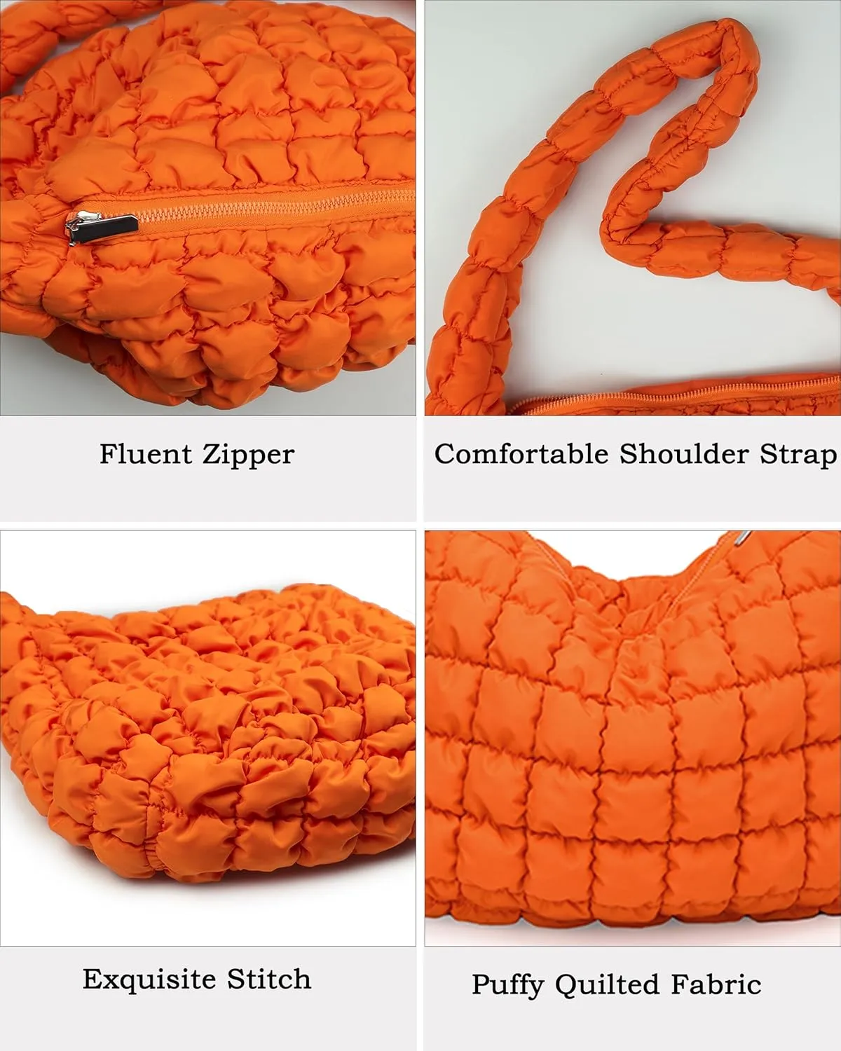 Rejolly Puffer Quilted Shoulder Bag for Women Puffy Bubble Tote Bag Lightweight Nylon Handbag Padded Soft Purse