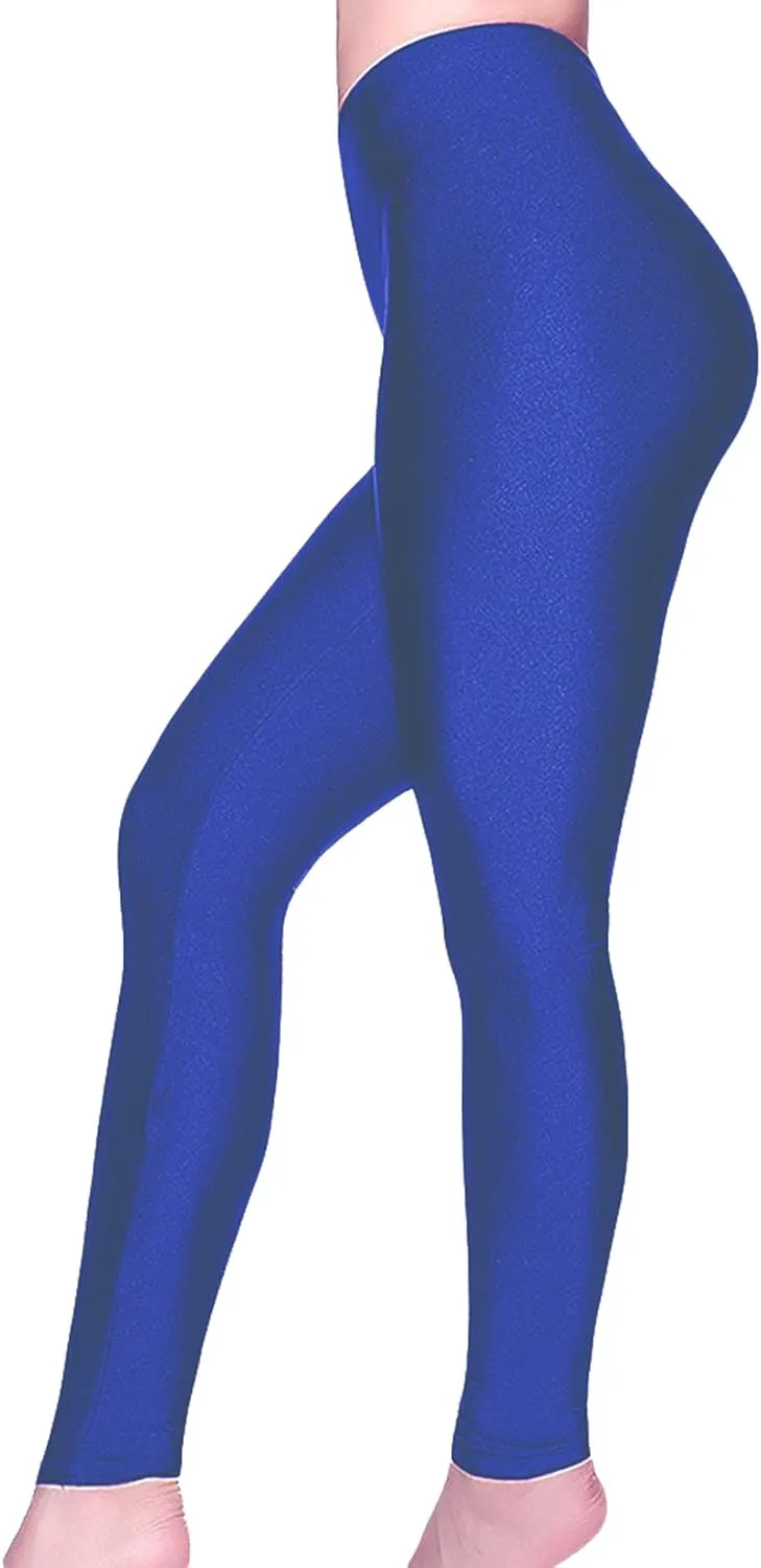 Romastory Women's Stretched Shiny Sports Leggings Mid-Waist Elastic Pants Shining Leggings Tights