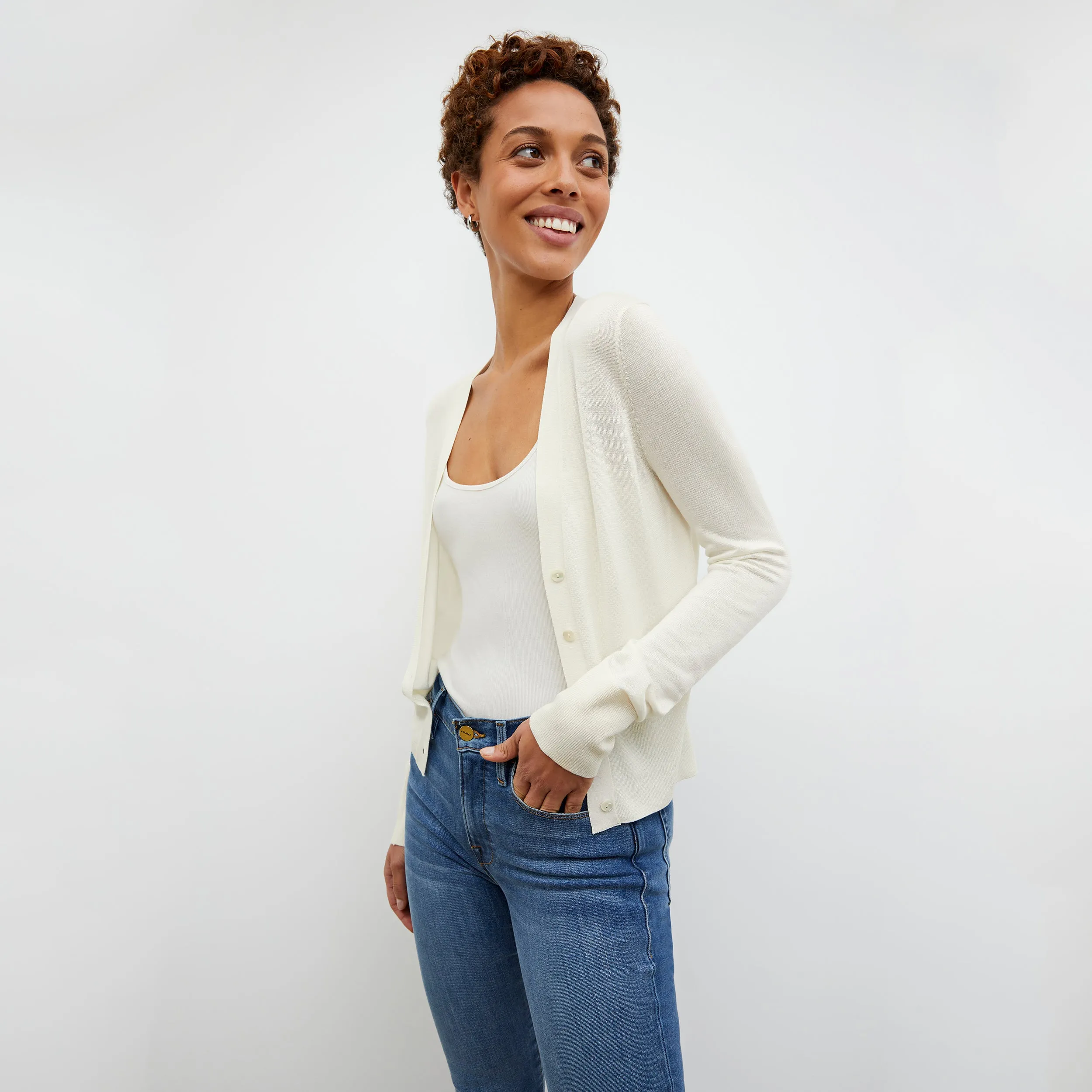 Rory Cardigan - Silk Jersey :: Cream