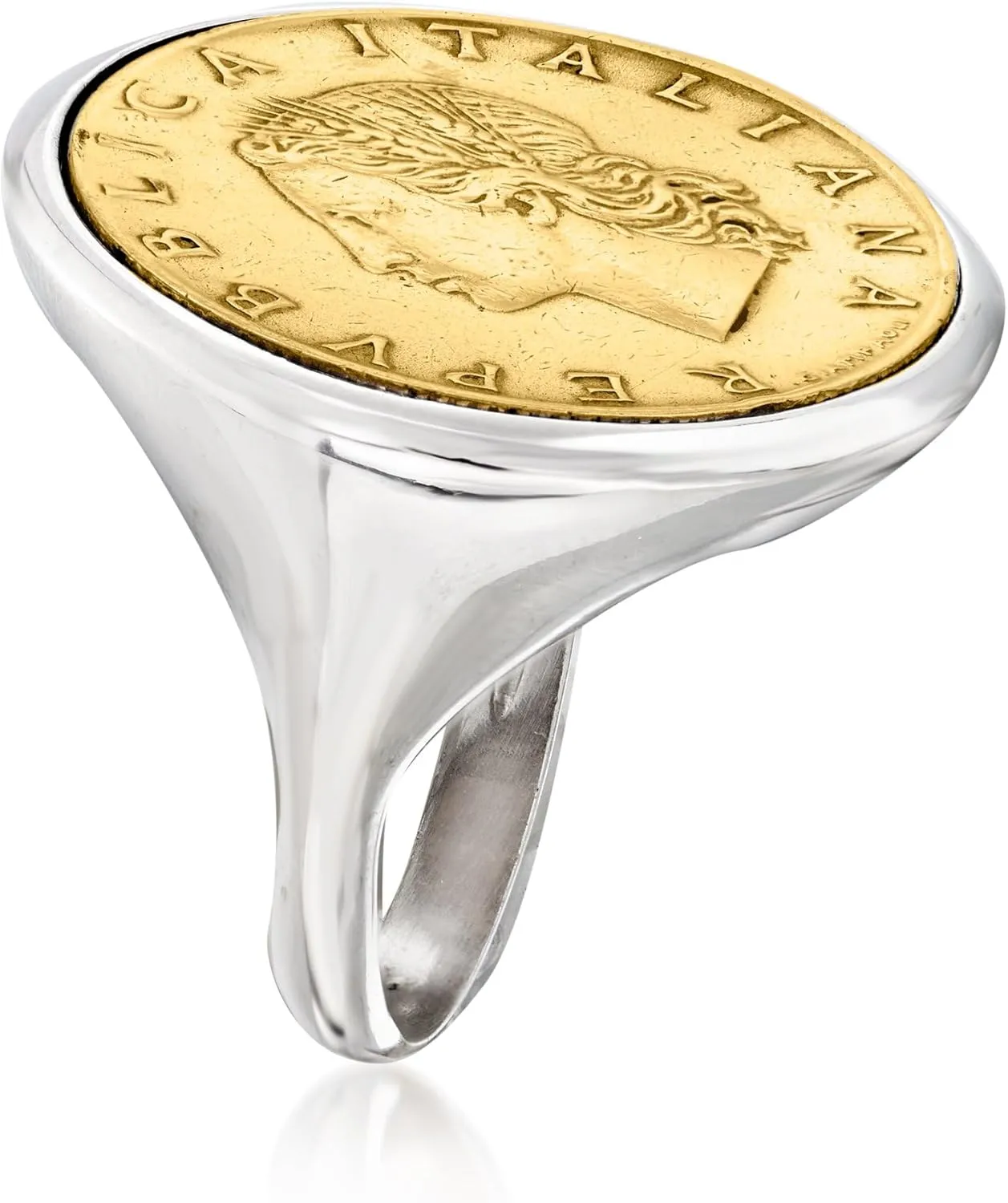 Ross-Simons Italian Genuine 20-Lira Coin Ring in Sterling Silver