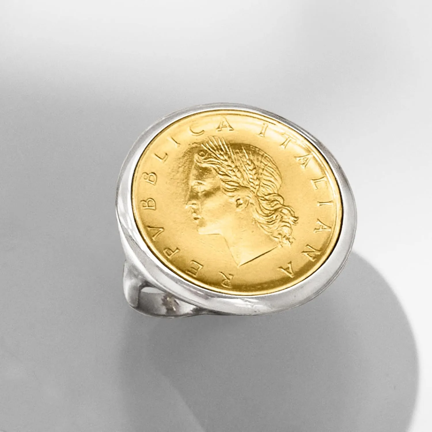 Ross-Simons Italian Genuine 20-Lira Coin Ring in Sterling Silver