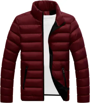 RTRDE Men's Puffy Jackets Lightweight Insulated Puffer Winter Jacket Down Alternative Coat Packable Jacket, XXL-5XL