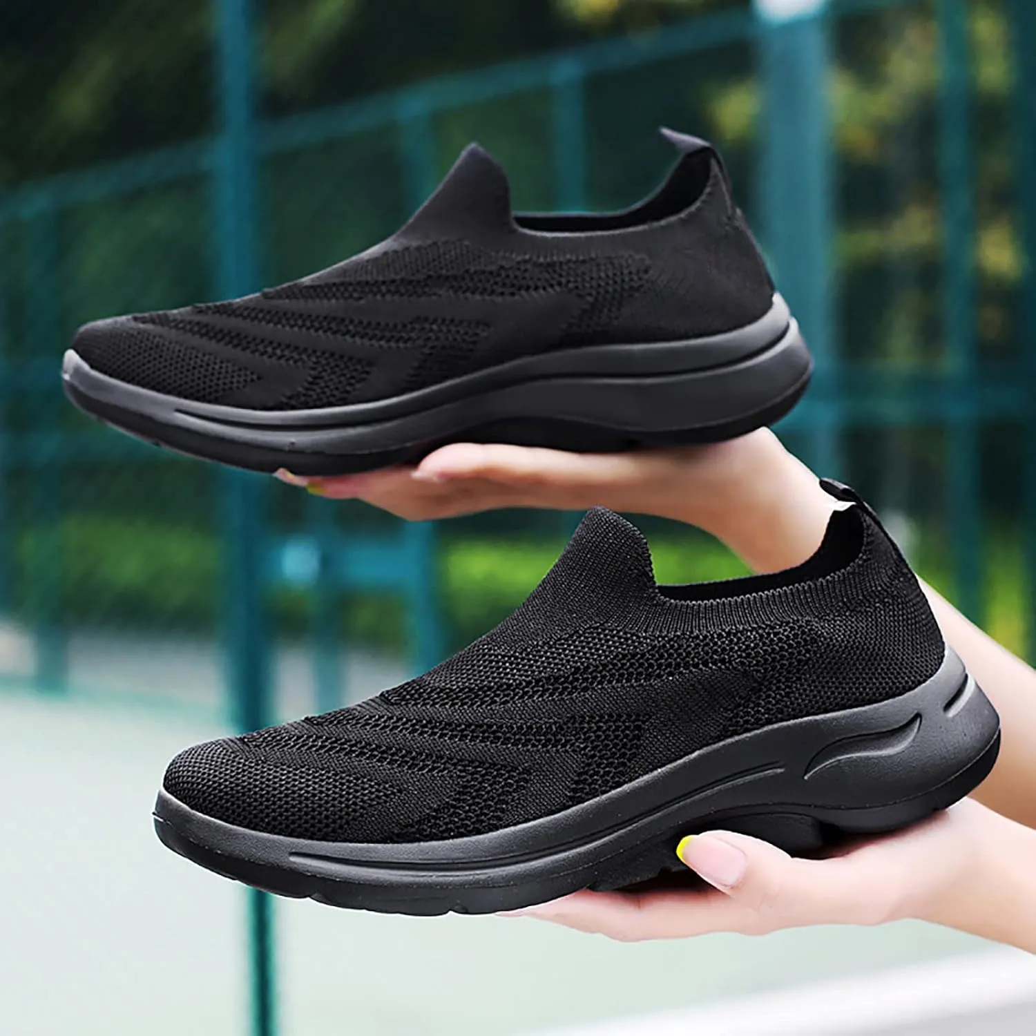 Running Sneakers for Women Tenis De Trabajo para Mujer Antideslizante Negros Gym Shoes Women Slip On High Top Sneakers Black Arch Support Women Slip On Walking Shoes Women