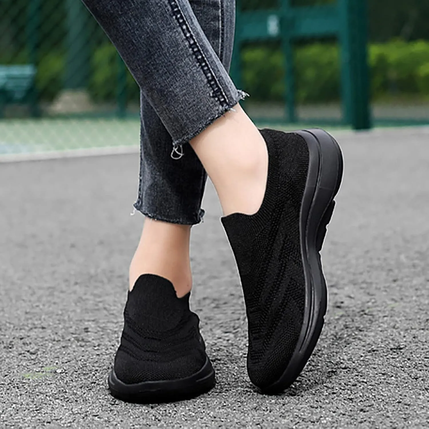 Running Sneakers for Women Tenis De Trabajo para Mujer Antideslizante Negros Gym Shoes Women Slip On High Top Sneakers Black Arch Support Women Slip On Walking Shoes Women